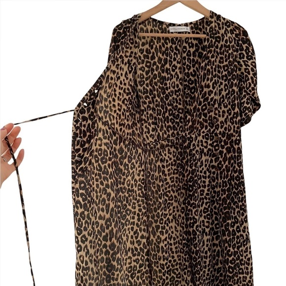 Faithfull The Brand Brown Leopard Print Crepe Wrap Midi Dress sz 2 - Picture 13 of 16